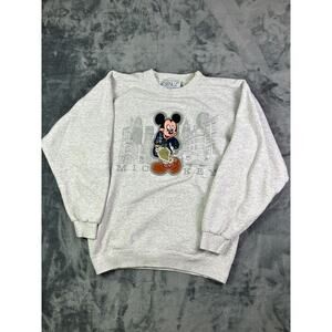 VTG Mickey Mouse Sweatshirt Streetwear Crewneck Gray USA Made Men's M 90s Disney
